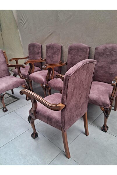 Bengi Ankara Mobilya Sandalye Berjer Bengi 90621 Model Aslan Ayak Oymalı Gölg...