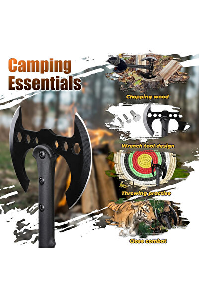 Sumkyle Forged Carbon Steel Camping Axe Double-Head Design for Outdoor Survival