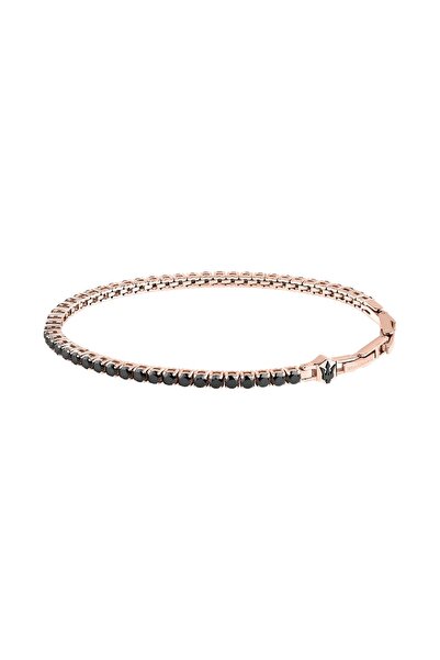 Maserati Tennis bracelet, Rose Gold stainless steel, black crystals, length 2...