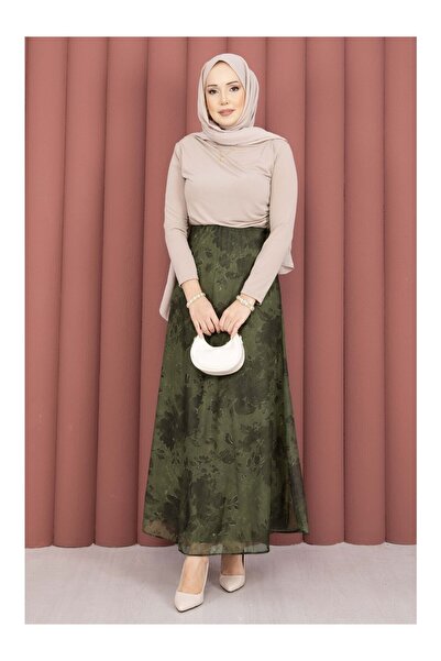 Blue Morpho Floral Pattern Lined Trend Chiffon Skirt