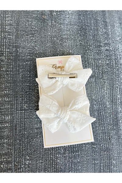 pempem bandana Kız Çocuk 2li Büyük Boy Desenli Basic Fiyonk Klips Toka