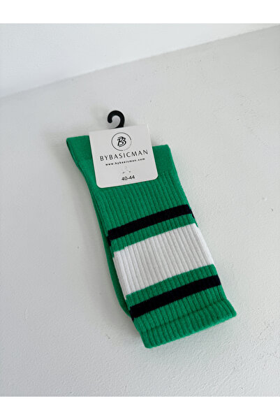 BYBASICMAN Zelene velike prugaste čarape