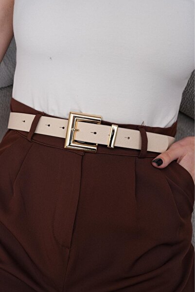 MODAM HİFA Square Gold Buckle Women's Belt Trouser Belt Dress Belt Shirt Belt...