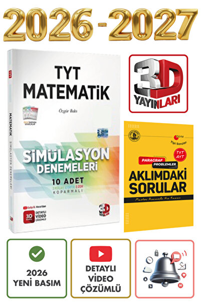 3D Yayınları TYT 3D Simülasyon Matematik Denemeleri ÖSYM Tarzında 10 Adet Deneme