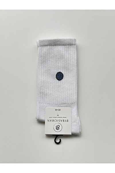 BYBASICMAN Navy Blue Emoji White Socks