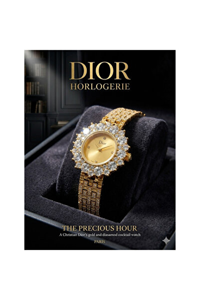 LAOBAN ساعة نسائية فاخرة من كريستيان، مرصعة بإطار من الذهب والكريستال