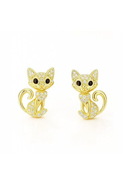 OEM Cercei în formă de pisică din oțel inoxidabil placat cu aur de 14k