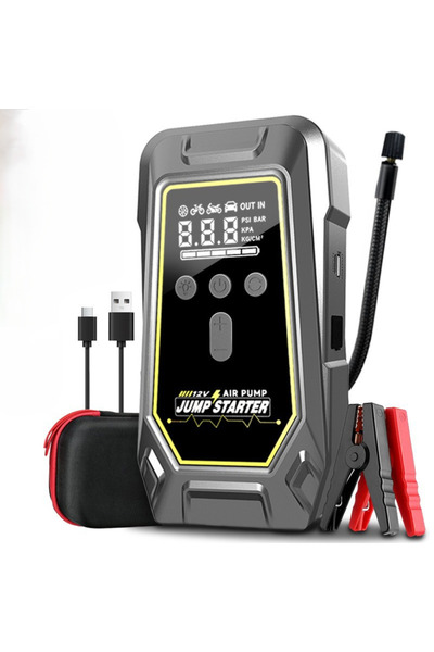 PREPARE Şarjlı Taşınabilir 12.000 mAh Akü Takviye Cihazı Lastik Hava Kompresö...