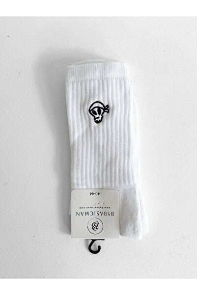 BYBASICMAN Bela lubanja Vezena čarape