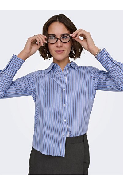 ONLY ONLBERIT LIFE L/S SHIRT NOOS WVN Дамска синя риза UK - 15320243