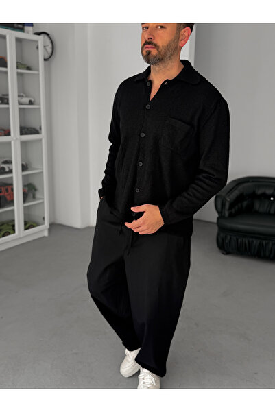 BYBASICMAN Crna Osnovni pletena košulja G-010