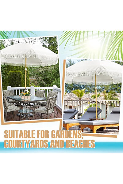Sumkyle مظلة خارجية للشاطئ والفناء بطول 1.8 متر مزودة بشرابة، وعمود فولاذي، و...