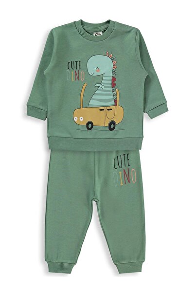 Civil Baby طقم ديناصور مطبوع للأطفال من 6-18 شهرًا - كاكي