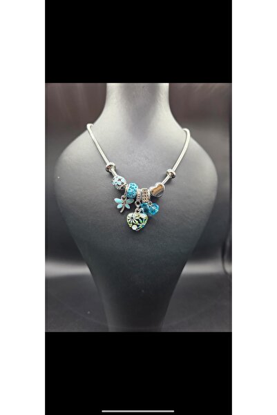 Rasa Gümüş Kaplama Çoklu Charm Detaylı Stil Kolye