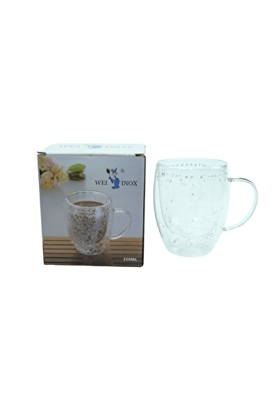 OEM Decorative Double Wall Glass Coffee Mug 350 ml