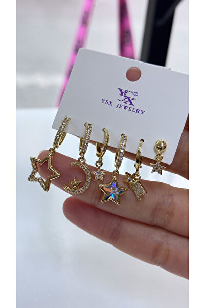 iky aksesuar Ysx Steel Multiple Earrings