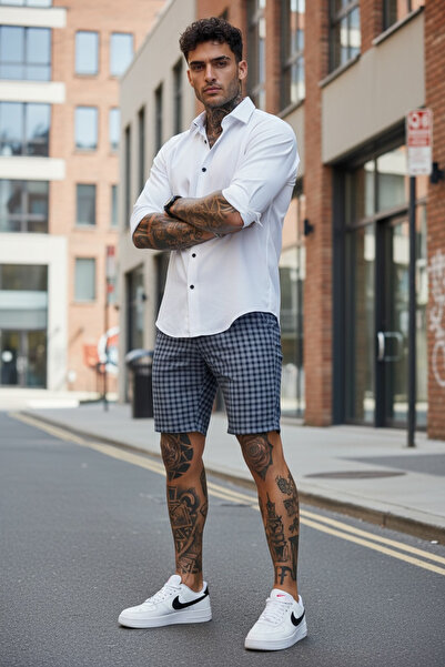 dehaine Pantaloni sucrti casual pentru barbati, in carouri, slim fit, 13108, ...