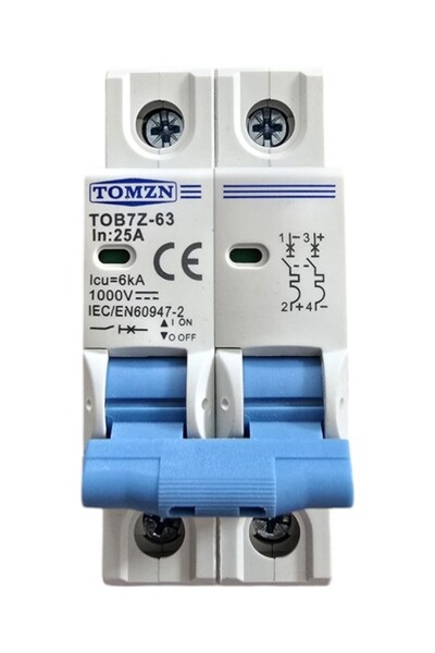 TOMZN Siguranta automata de curent continuu 2P, 25A DC, 1000VDC, instalare pe...
