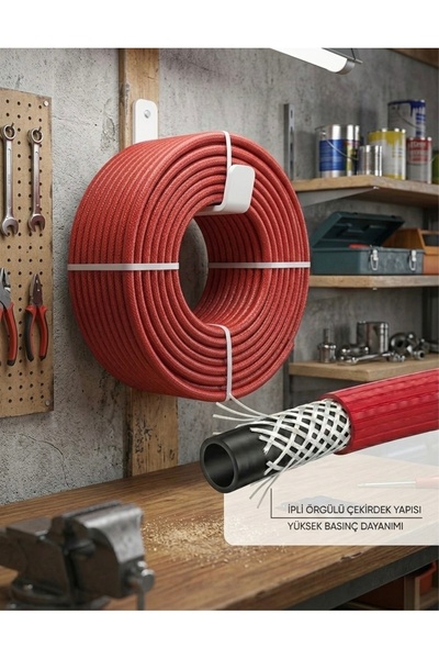 SM SANAYİ MARKET Kompresör Hava Hortumu 8 mm Hortum Kırmızı- 10 METRE