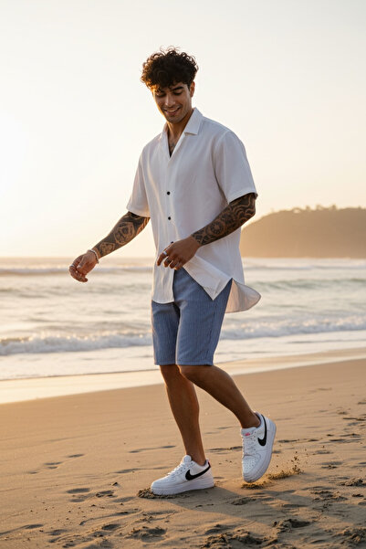 dehaine Men's casual striped Slim Fit trousers, 13115, Navy blue