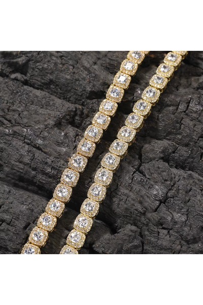 Casa Shop Brățară tenis placată cu aur de 14K din alamă, 7 mm, aur cubanez