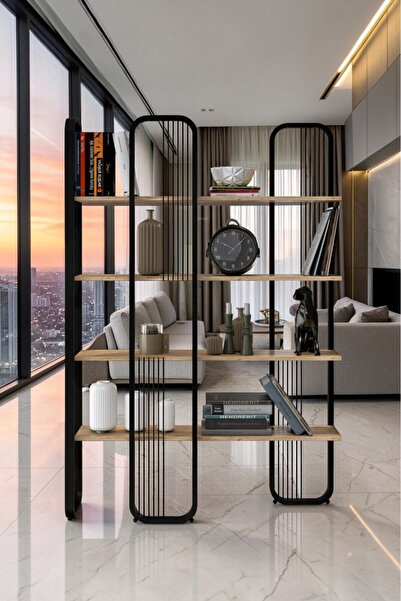 fursimo Sierra 5 Raflı Kitaplık 120x180 cm Metal Gövdeli Modern Dekoratif Kit...