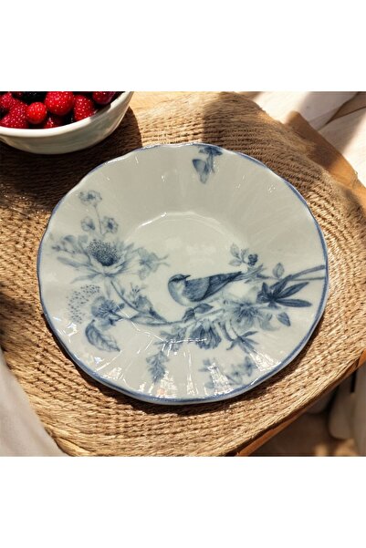 Saatistan Şık 10cm Kuş Desenli Çay Tabağı Takımı 6'lı Set