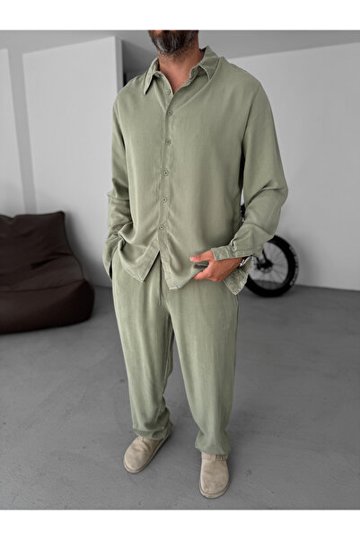 BYBASICMAN Zeleno oprana Osnovni košulja YP-5010