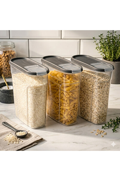 Molansa Living 3'lü 4 Litre Erzak Saklama Kabı Seti Mutfak Kuru Gıda Saklama ...