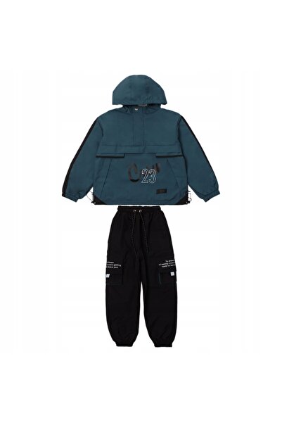 Mod Kids Children's Tracksuit Set Hooded Jacket Cargo Pants 140 GREEN