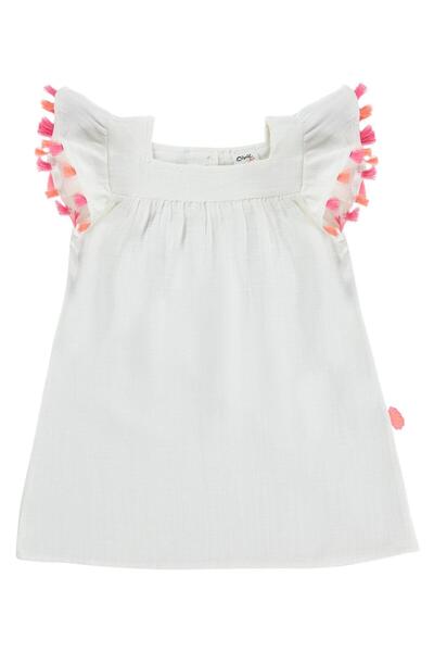 Civil Baby Rochie cu cu ciucuri dungi pentru 6-18 luni - Ecru 9-12 luni