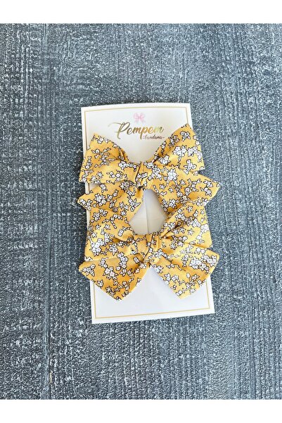 pempem bandana Girl's 2-Piece Large Size Patterned Basic Bow Clip Buckle