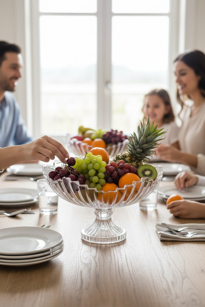 Bereketli Store Line Cam Ayaklı Meyvelik – Dekoratif Sunumluk, Şık Servis