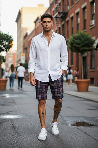 dehaine Pantaloni sucrti casual pentru barbati, in carouri, slim fit, 13112, ...