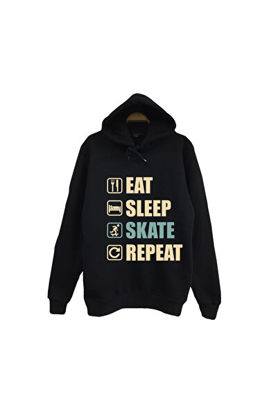 fame-stoned Eat Sleep Skate Repeat - Kaykay Printed Unisex %100 Cotton Black ...