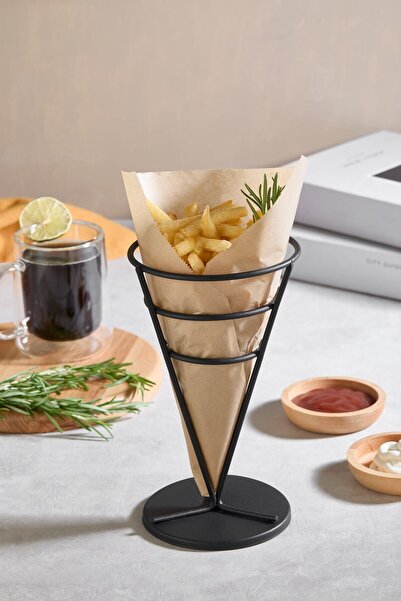 Saatistan Pratik Patates Kızartması Standı ve Huni Metal Tel Servis Sepeti