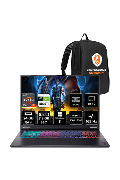 ACER Nitro 18 Ryzen AI 7 350 24GB 512GB SSD RTX5070Ti/12GB 115W 18" WQXGA 165...