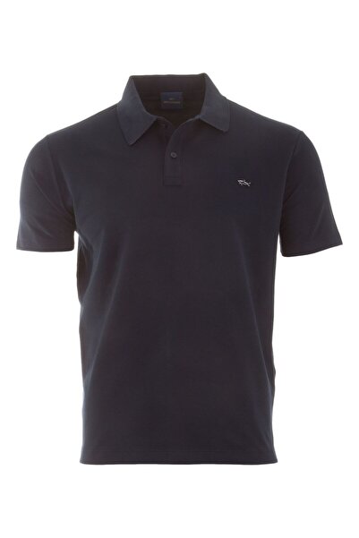 PAUL&SHARK Men's Button Closure Short Sleeve 100% Cotton Navy Blue Polo Neck ...