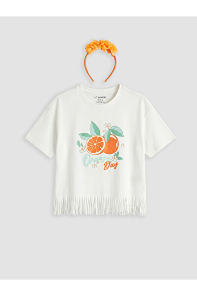 LC Waikiki RMZ GİYİM FARKIYA تي شيرت بناتي مطبوع بياقة روبا وقبعة تاج