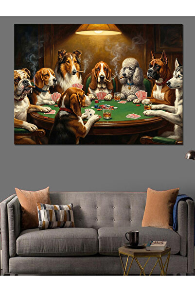 Artmeg Câini care joacă poker la masă, serie de pânze decorative - Tablou din...