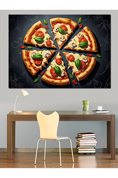 Artmeg Imagine cu pizza cu legume proaspete feliate - Pânză decorativă - Masă...