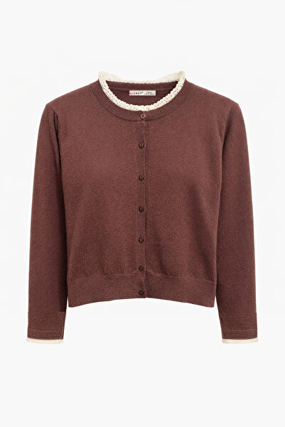 Mixray 7027 Ženska Čipka pakovanja Osnovni pletenih kardigana, braon