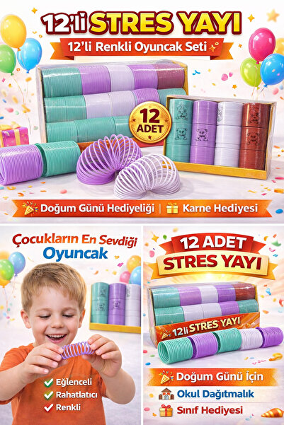 KAR TANESİ 12'li Renkli Stres Yayı Oyuncak – Doğum Günü Hediyelikleri, Karne ...