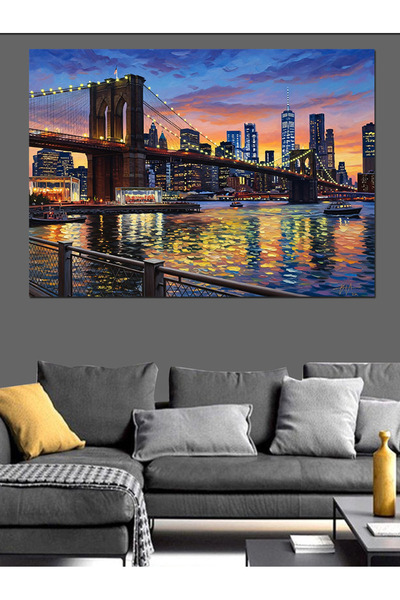 Artmeg Podul Brooklyn și pânză decorativă New York - Masă din lemn MDF