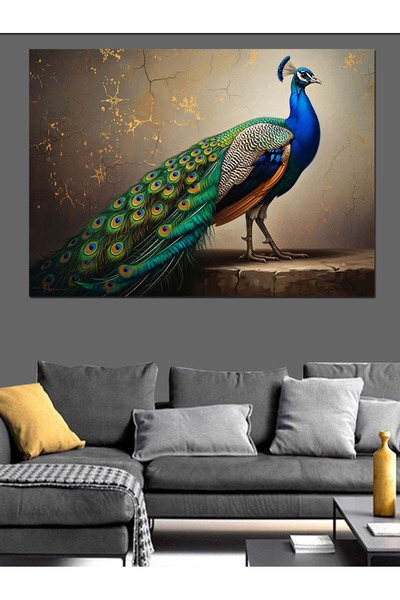 Artmeg Pânză decorativă cu păun magnific, plin de eleganță - Tablou din lemn MDF