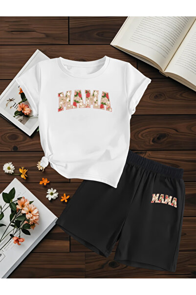 Flow touch Mama Shorts T-Shirt - Shorts and Top Tracksuit Set Printed Oversiz...