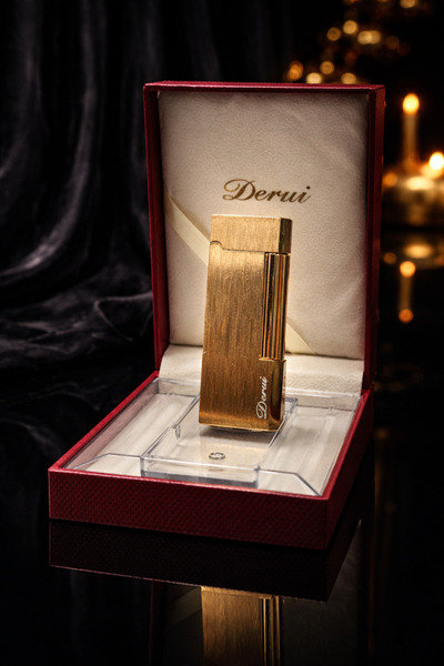 derui Orijinal Gazlı Çakmak – Çizgili Gold Tasarım, Lüks Premium Model