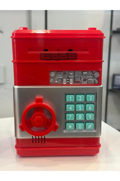 Liya's Gift Kırmızı Renk Şifreli Otomatik Kağıt Para Alan Kasa Kumbara Oyunca...