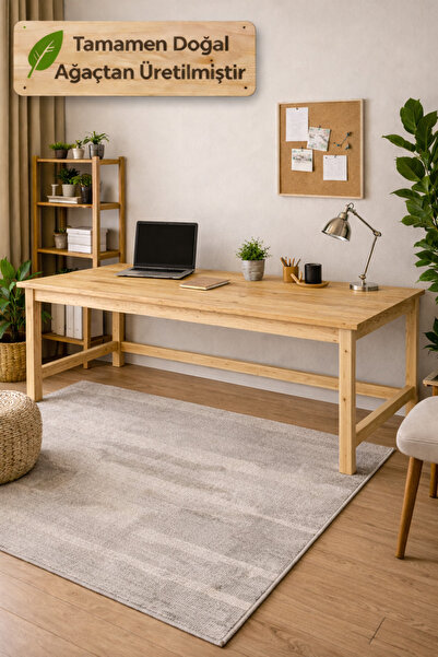 Woodymoda Konsept 1.Kalite Masif Ahşap Çalışma Masası 180 cm.