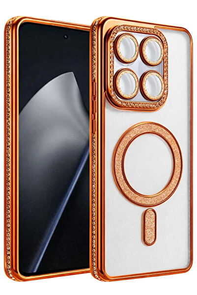 Fuchsia Joke Glittery Magneticsafe Case Compatible with Mi 15t Pro - Orange